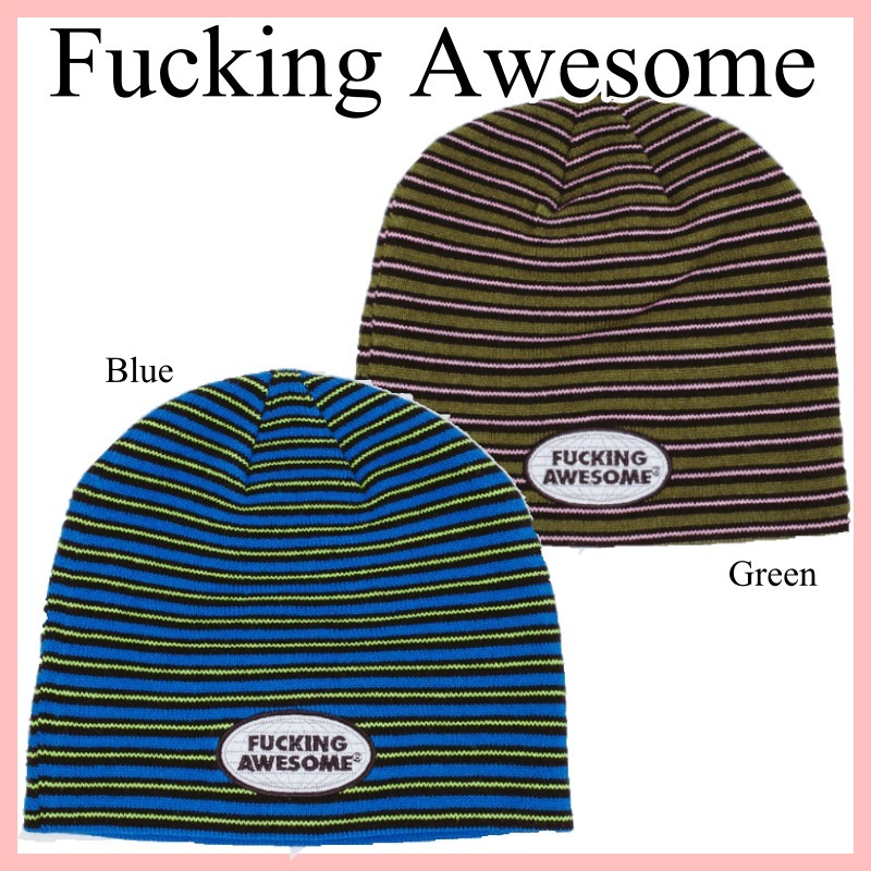 Fucking Awesome ストライプ Skully ビーニー 帽子 2色 送料込み