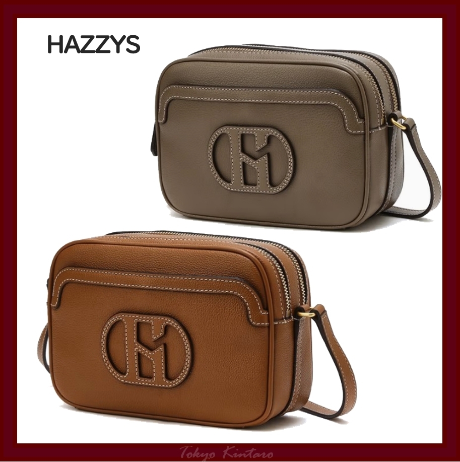 [HAZZYS]Logo Colored Cowhide Cross Bag★人気★