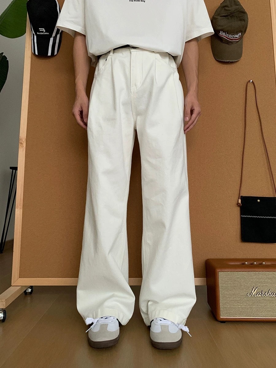 メンズ無地デニムパンツジーンズシンプル着回し