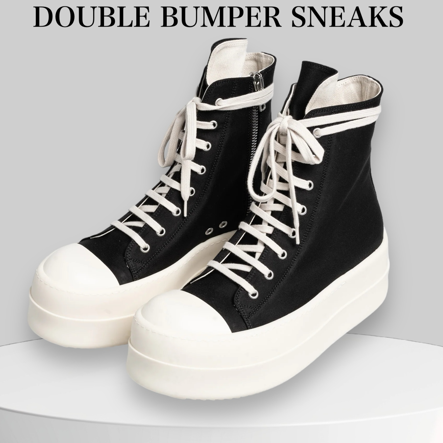 【RICK OWENS】ロゴ入り レザー チャンキースニーカー