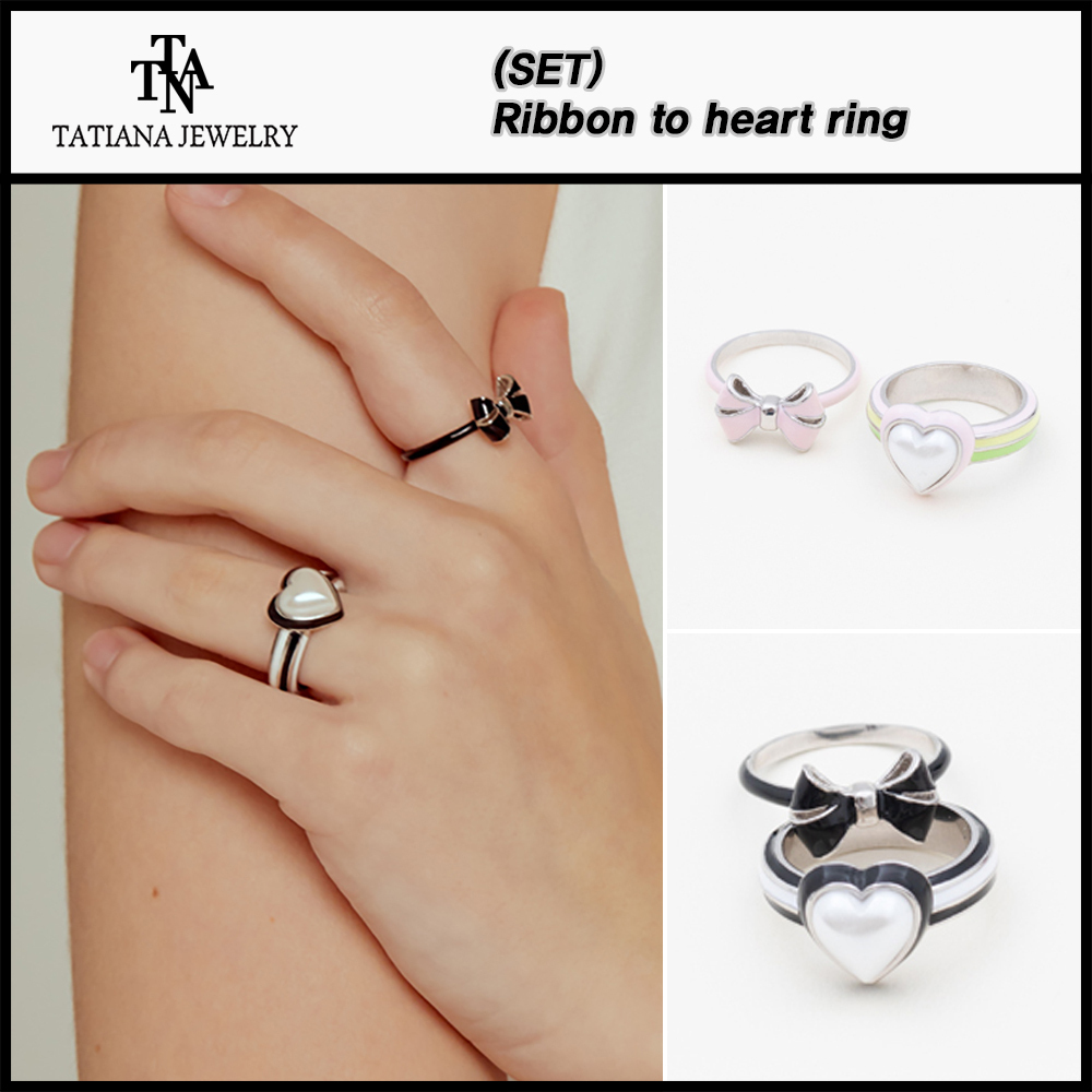 ★TATIANA★(SET)Ribbon to heart ring★送料・関税込★