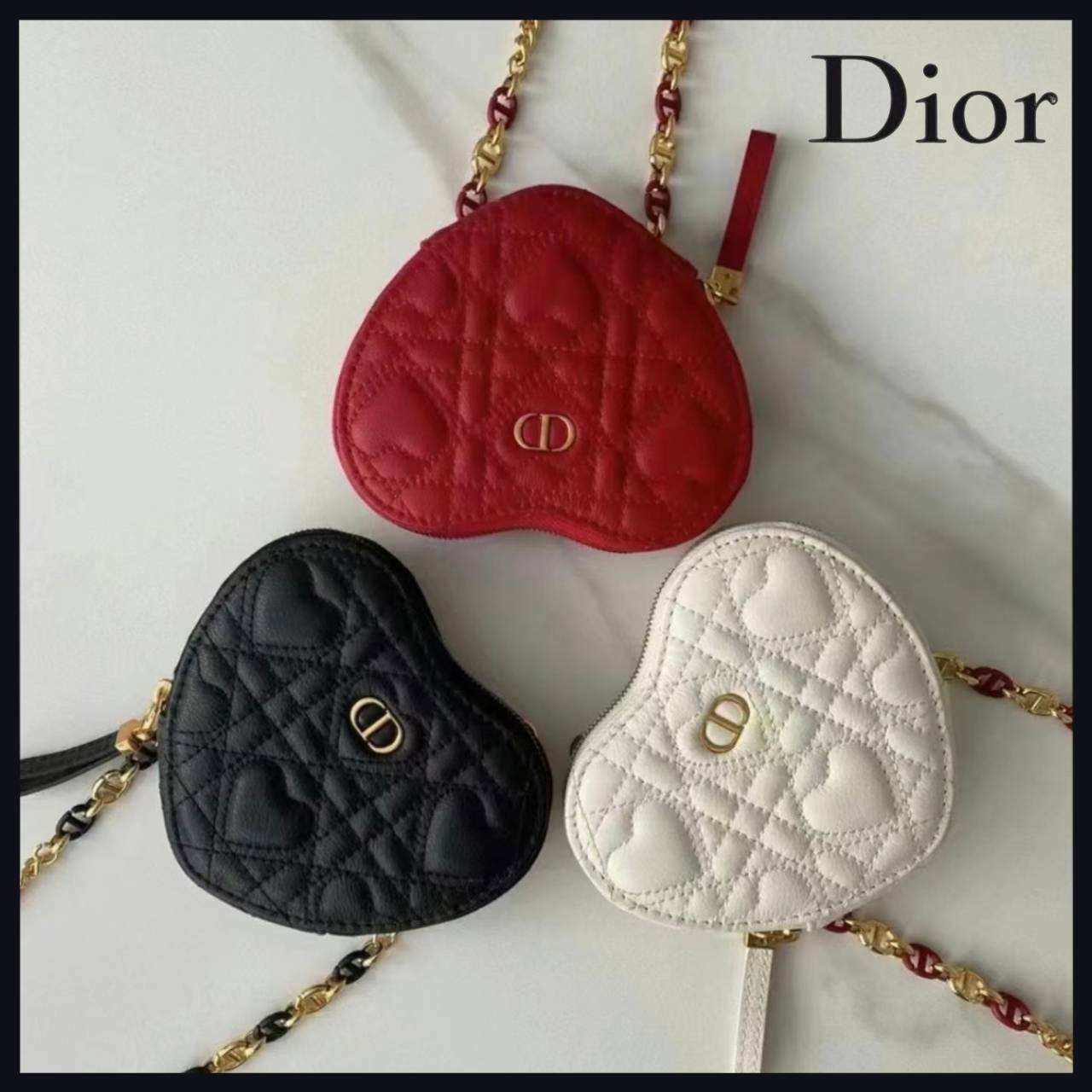 国内発送【可愛い】Dioramour Dior Caro チェーン ハートポーチ