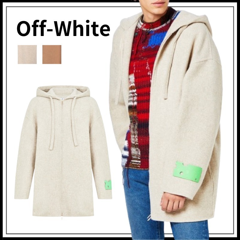【OFF-WHITE】タグ ダブルウール ジップパーカー