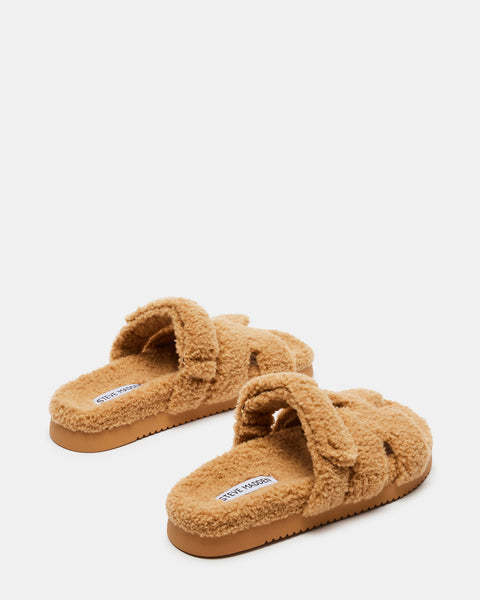 ★Steve Madden★ベスト商品★MAYVEN CAMEL FABRIC★サンダル MAYVEN Camel Faux Shearling Slide | Women's Slip-Ons – Steve