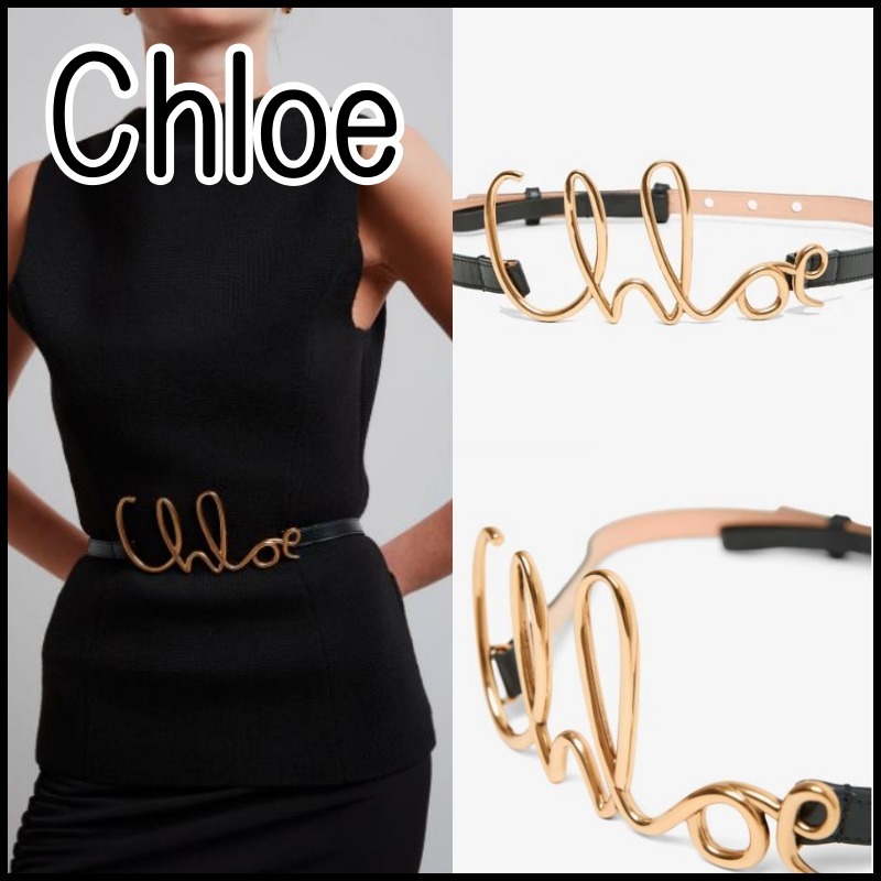 Chloe★クロエ C Chloe gold leather belt ベルト送関込