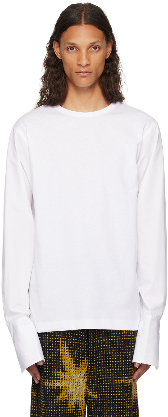 【関税込み】Dries Van Noten ホワイト パネル 長袖Tシャツ