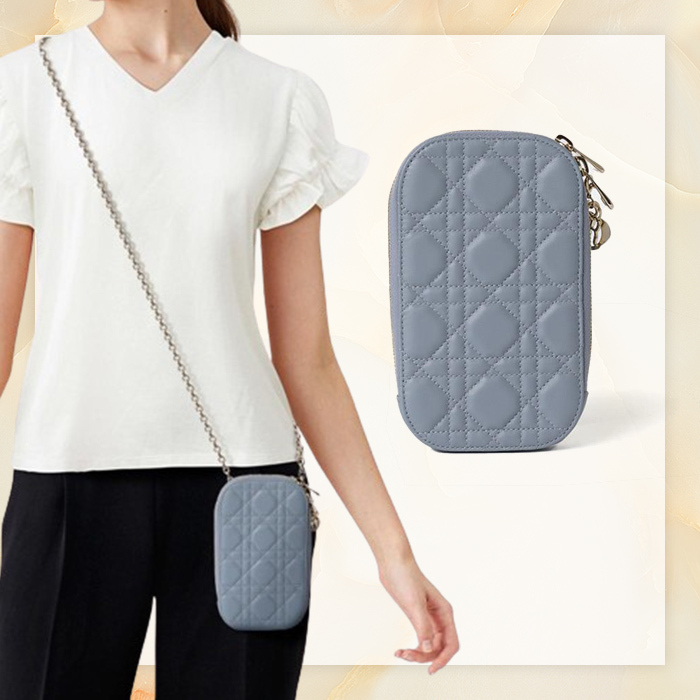 【Dior】Lady Dior Call'in Dior フォンホルダー クラウドブルー
