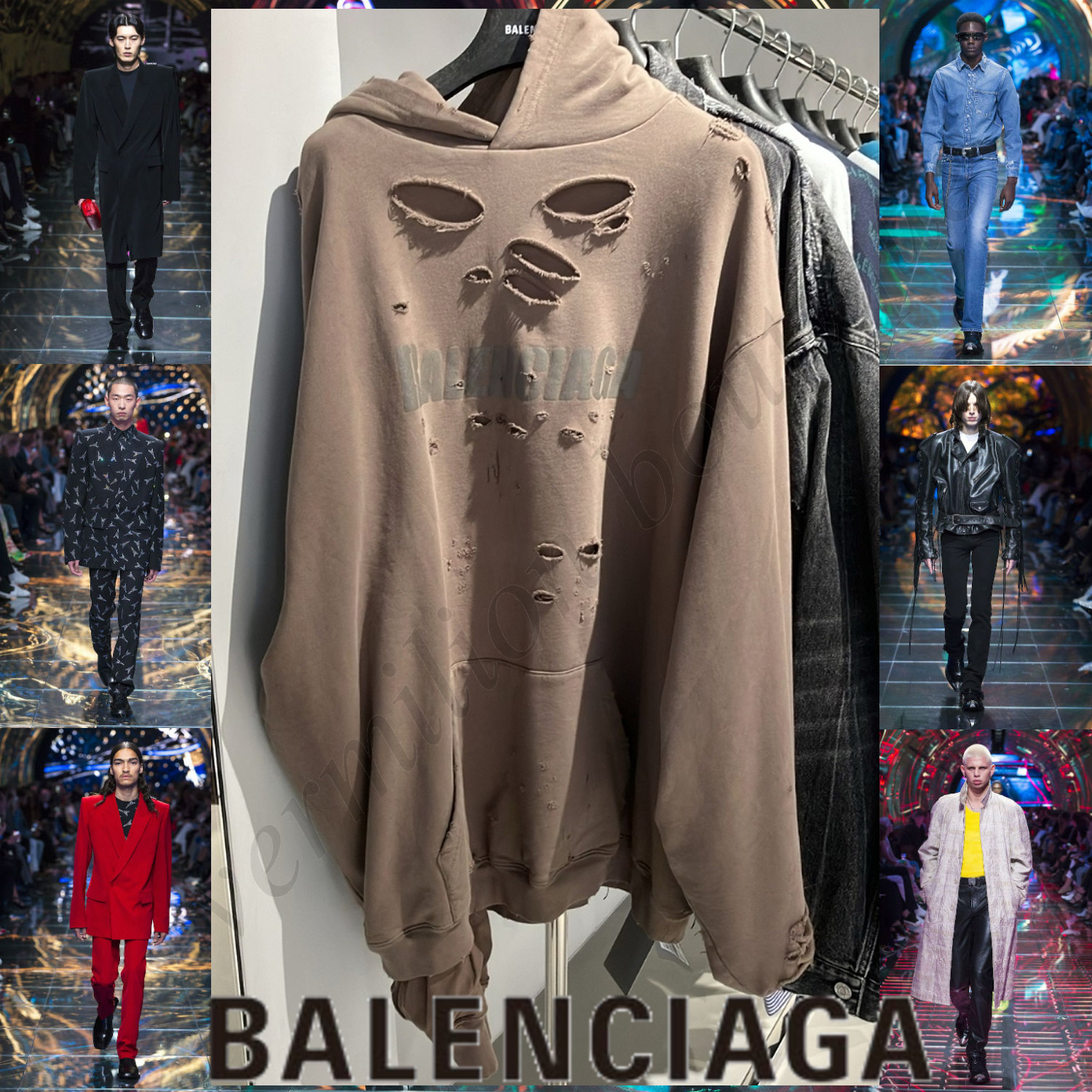 BALENCIAGA ブランドロゴ ダメージ加工パーカー トープ