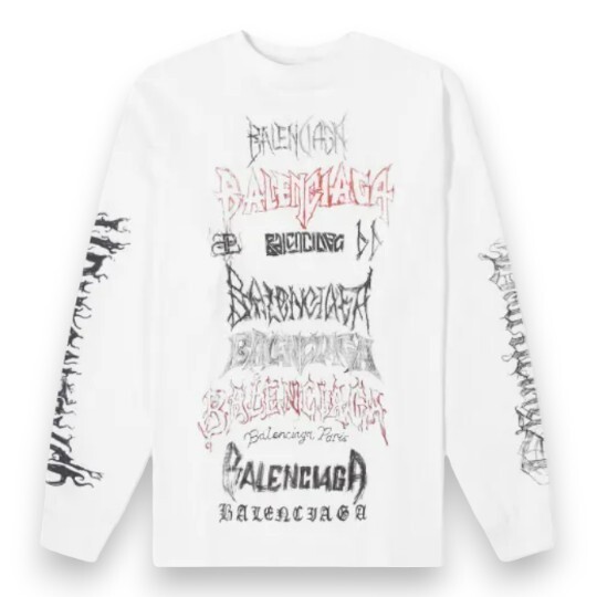 関税送料込【Balenciaga】メタルロゴ ロングスリーブTシャツ