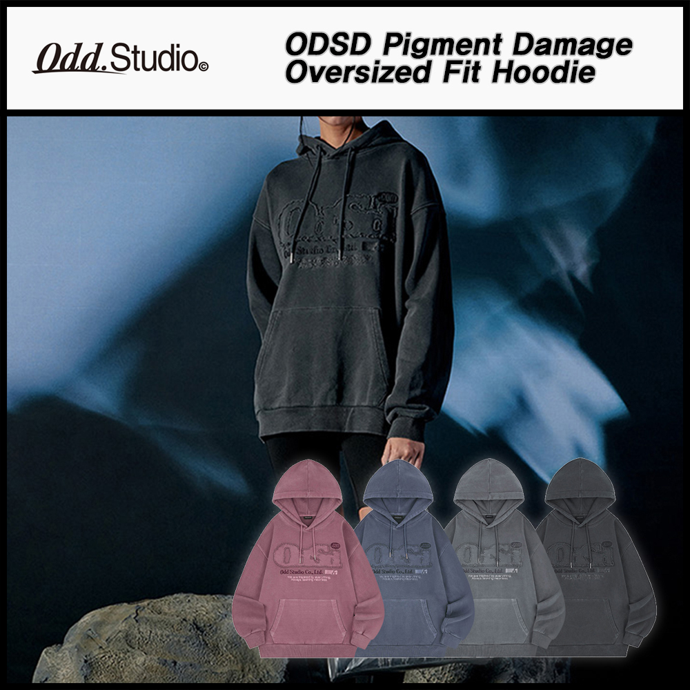 ODD STUDIO★ODSD Pigment Damage Oversized Fit Hoodie★関税込