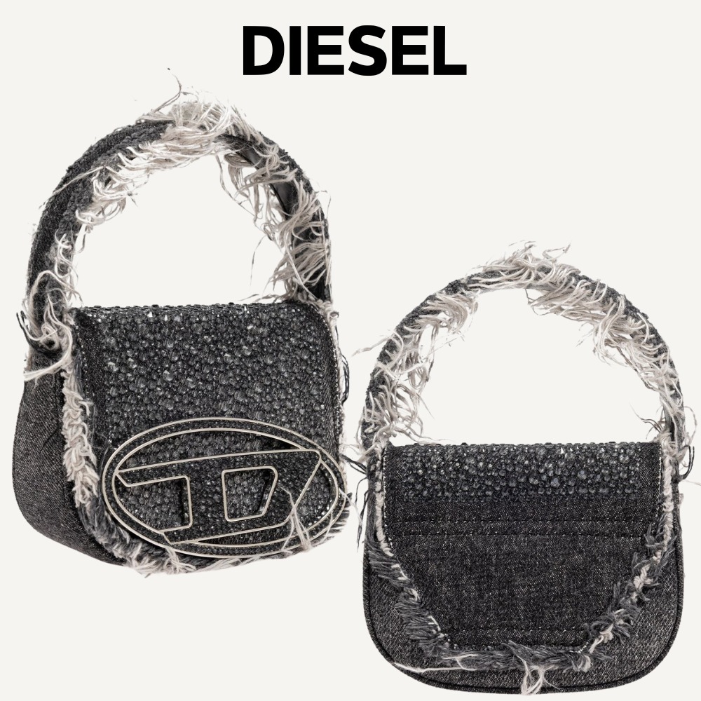 【DIESEL】1DR クリスタル装飾デニム ミニトートバッグ