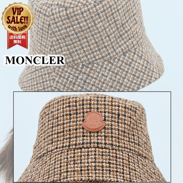 【MONCLER】 ツイードバケットハット ブラウン モンクレール