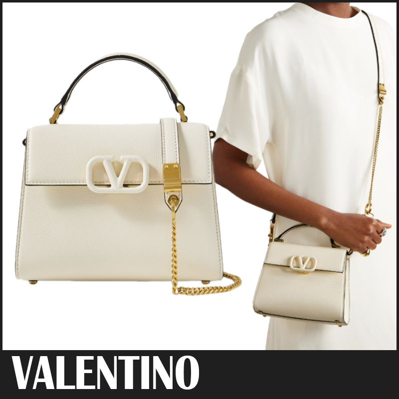 送料関税込☆VALENTINO レザー Vスリング トップハンドルバッグ