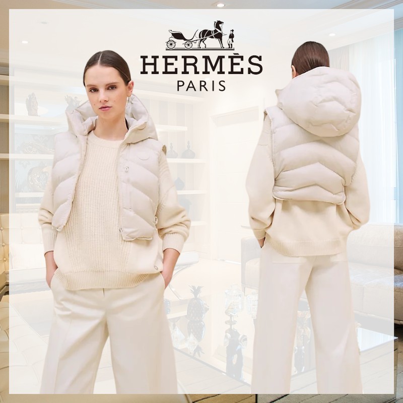 【お洒落に♪】HERMES ノースリーブ ダウンジャケット