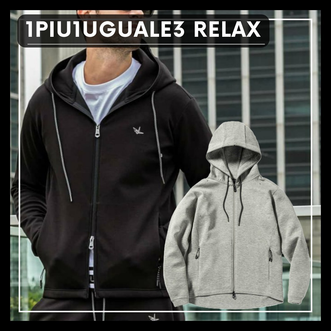 人気■1PIU1UGUALE3 RELAX■ラインストーン ロゴ パーカー 2色