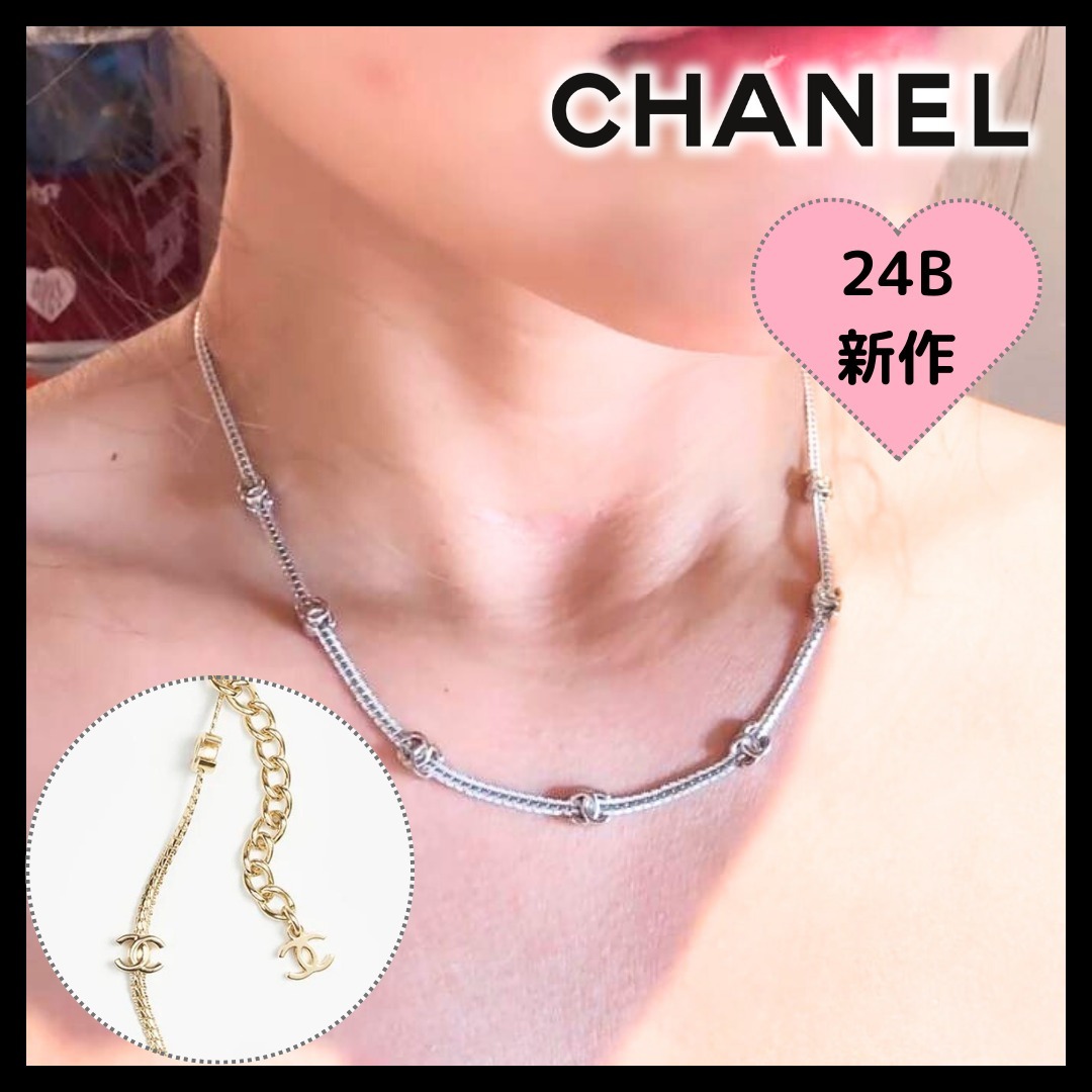 【24B◆大人気♪】CHANEL チョーカー メタル ロングネックレス