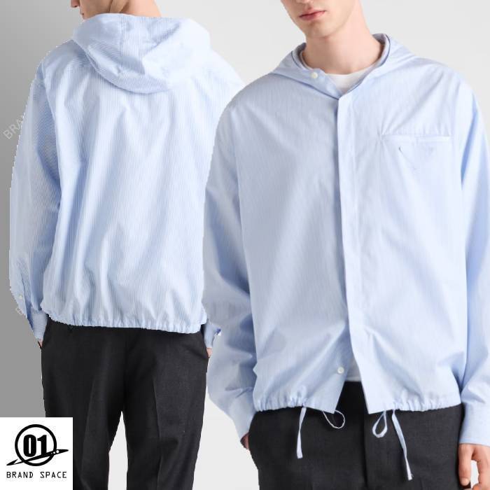 PRADA コットン フード付き 長袖シャツ