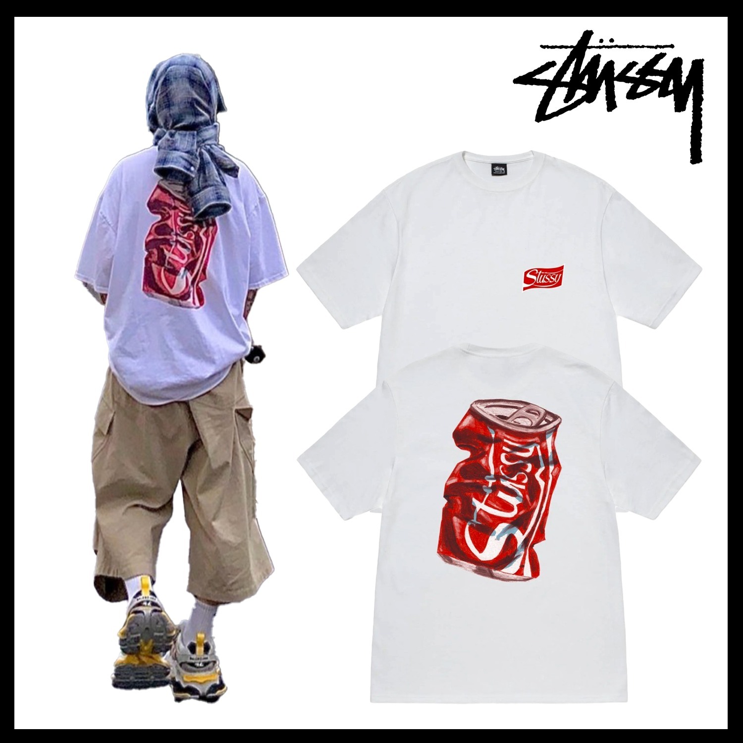 【STUSSY】 Soda Can T-Shirt WHITE/ 追跡付