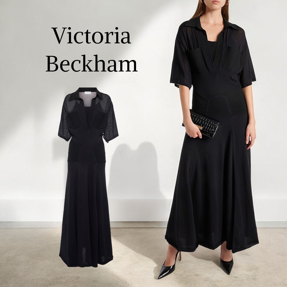 【VICTORIA BECKHAM】パネル コットン ブレンド マキシドレス