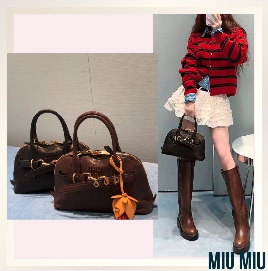 エレガントで華やか☆miumiu☆レザー トップハンドルバッグ