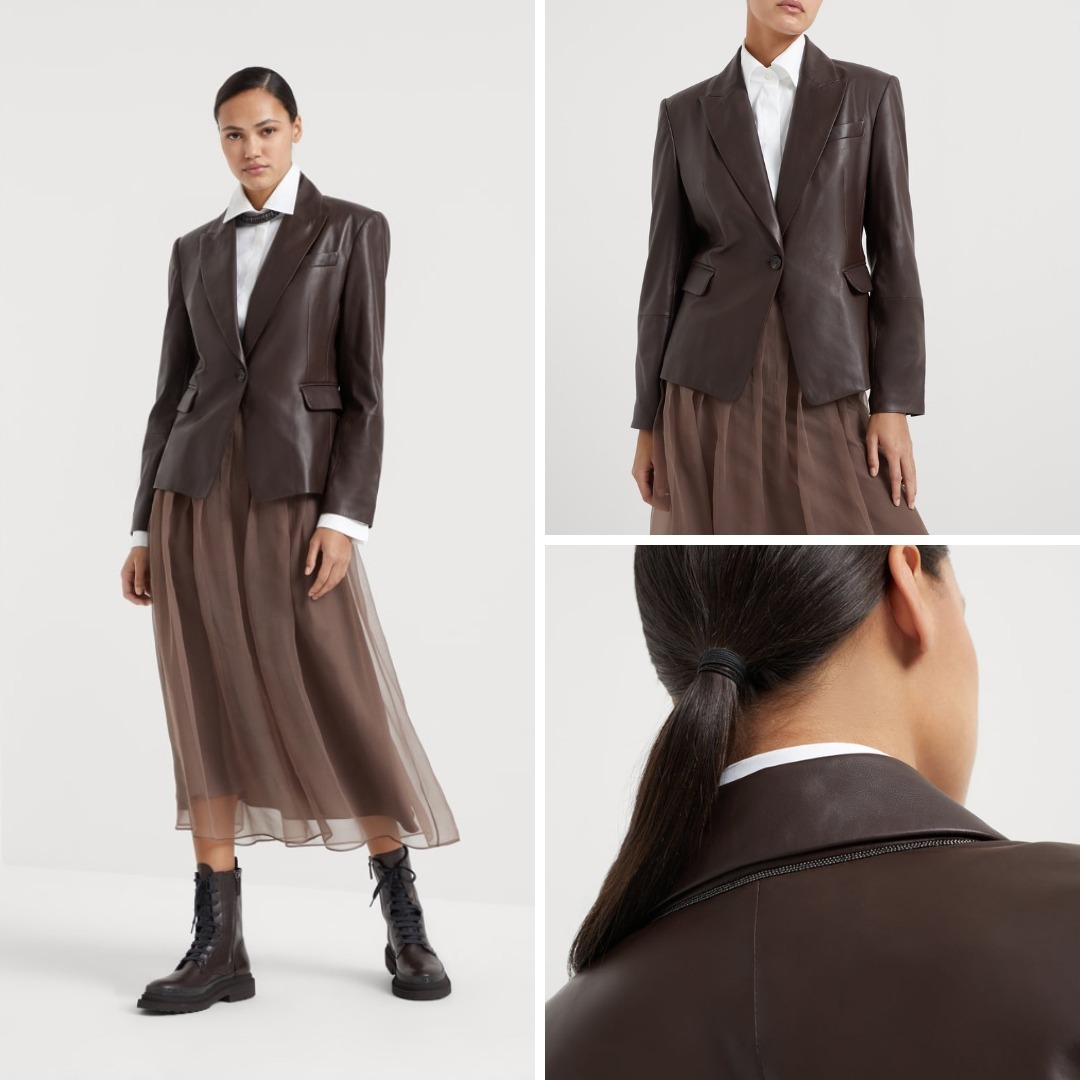 《送料無料》BRUNELLO CUCINELLI Nappa leather with monili