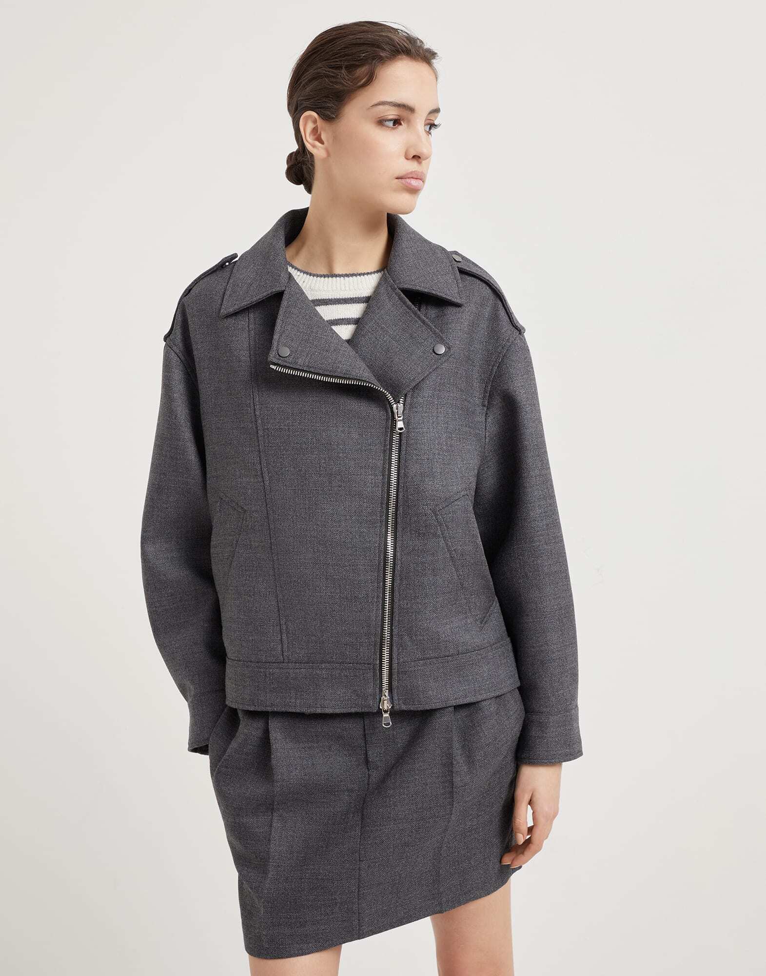 《送料無料》 BRUNELLO CUCINELLI Biker jacket in virgin wool