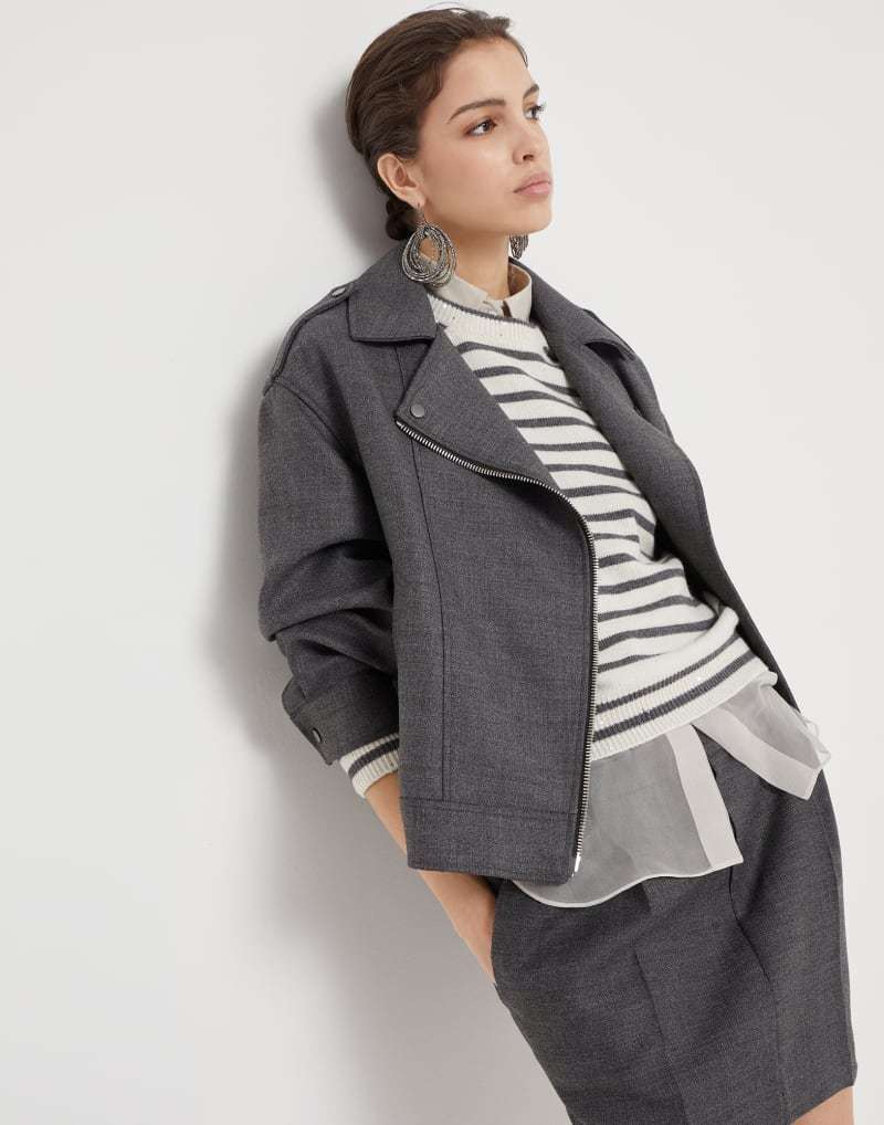 《送料無料》 BRUNELLO CUCINELLI Biker jacket in virgin wool