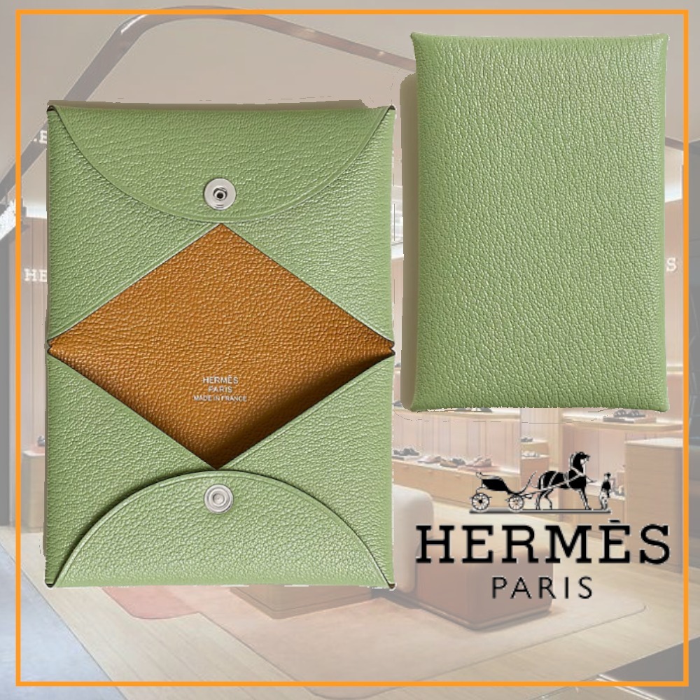 【バイカラーがオシャレ♪】HERMES★ カルヴィ カードホルダー 素敵なバイカラー☆】HERMES カルヴィ カードホルダー