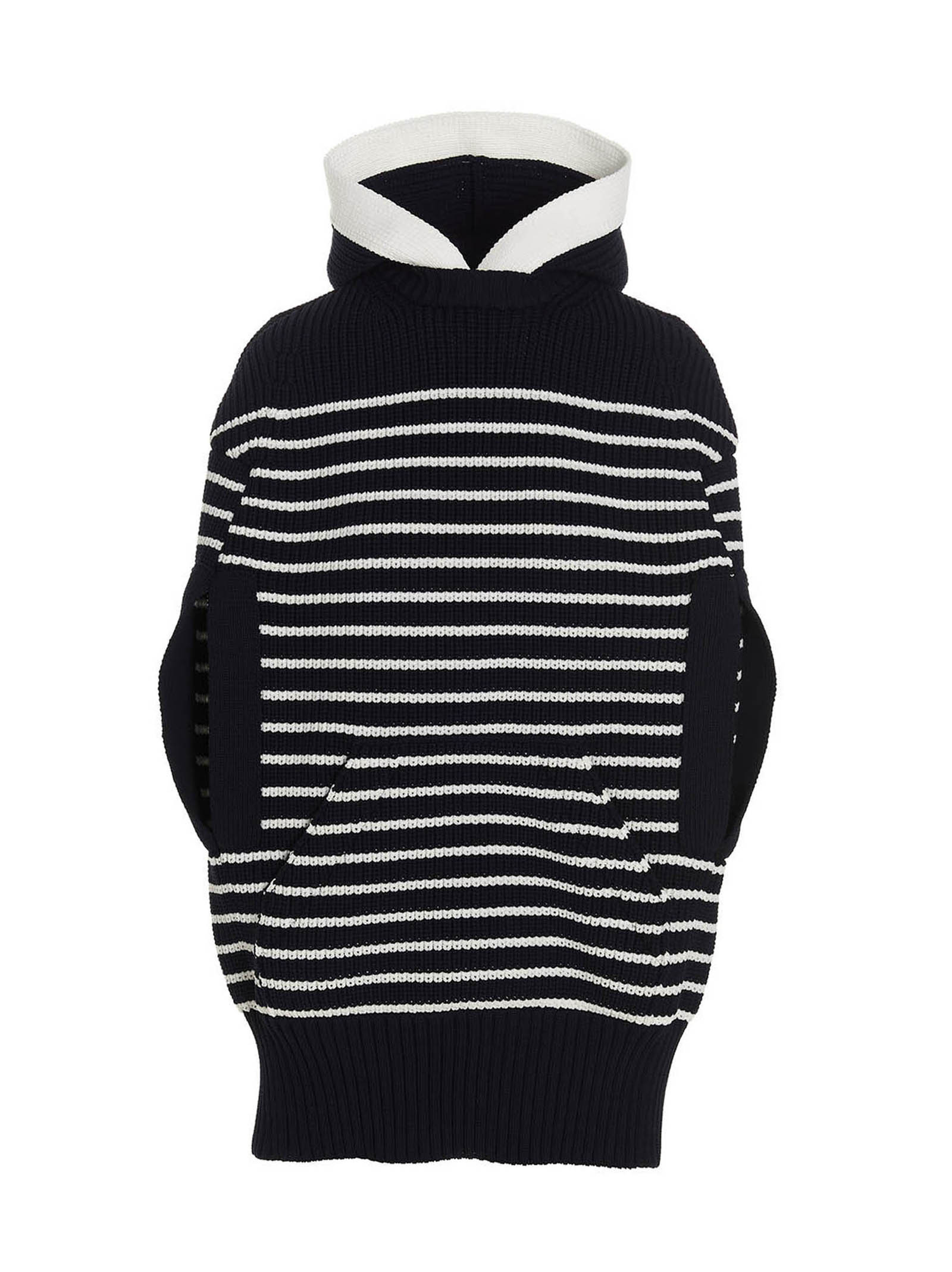 ポンチョ・ケープ sacai Striped hooded cape