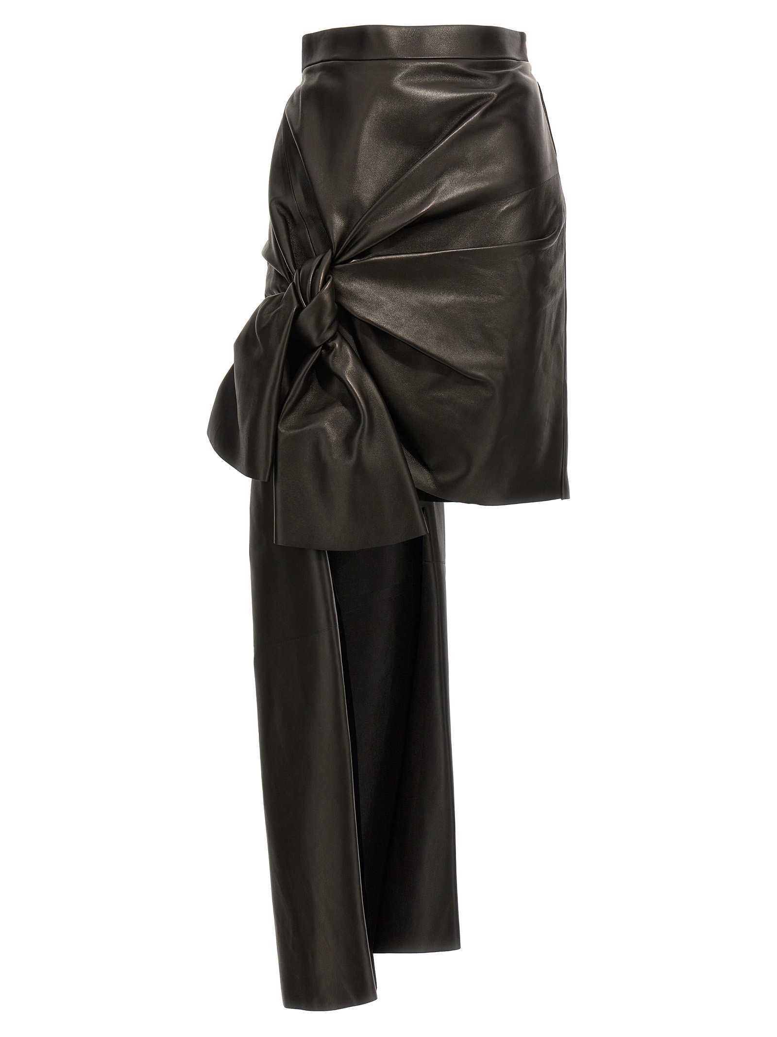 スカート MCQUEEN Maxi bow leather skirt