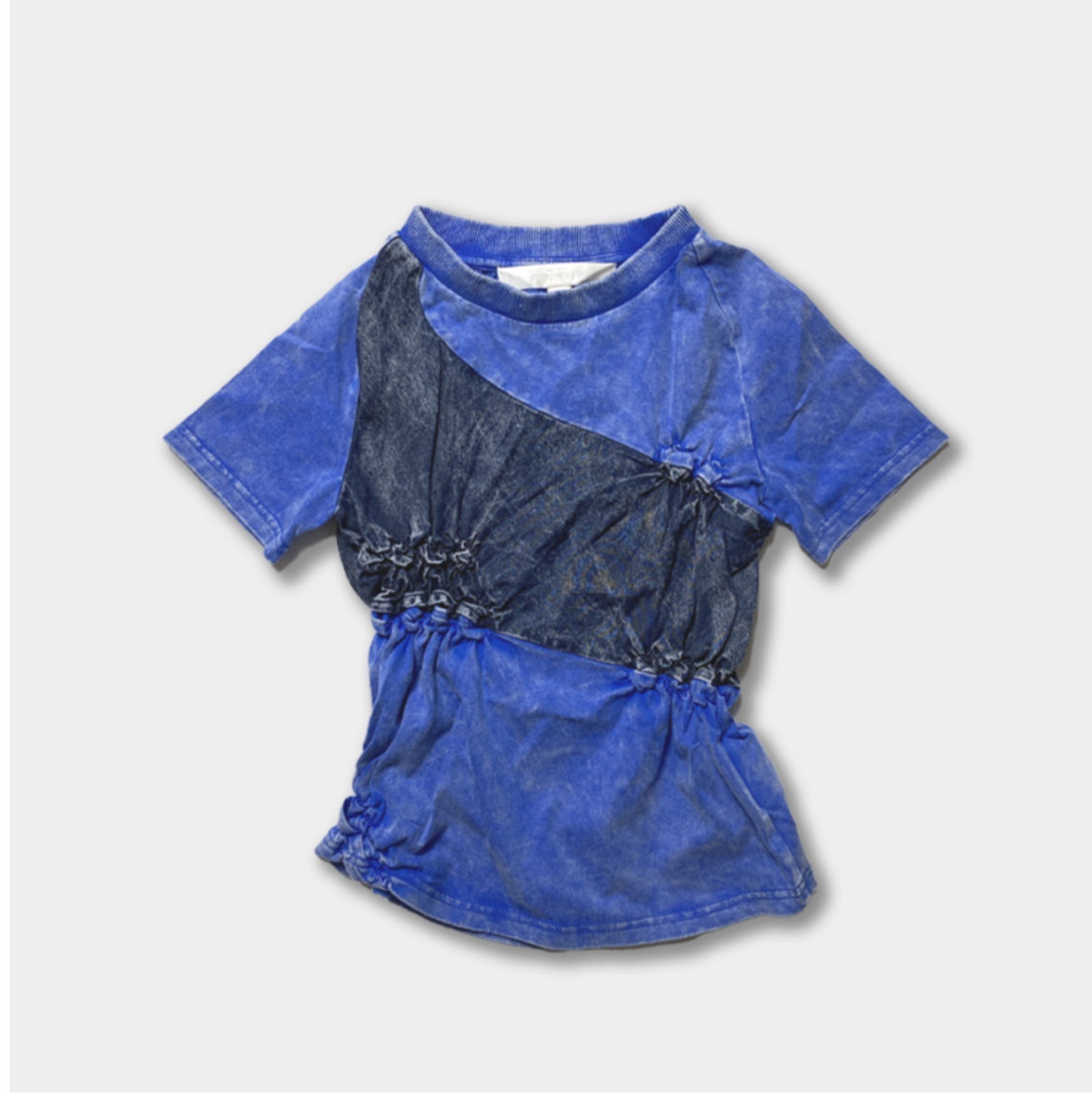 【PONDER.ER】“FLOOD” Smocked T-shirt Blue