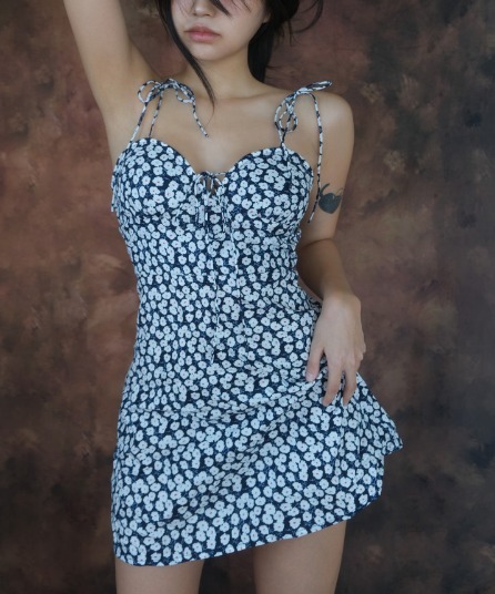 韓国人気[SWIMCITY♥]Surin dress (navy, yellow)