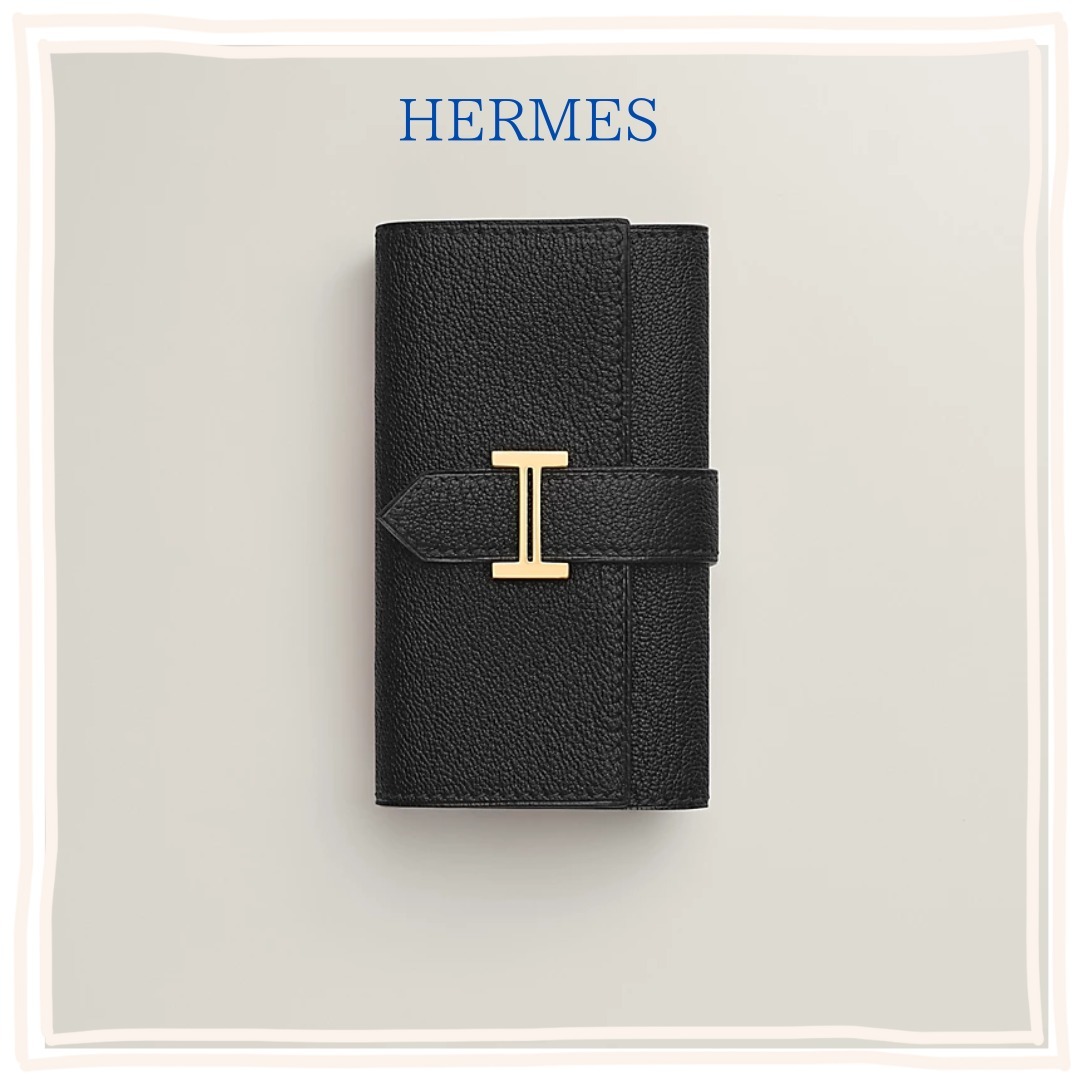 【プレゼントに最適】HERMES★ベアンキーケース 黒×ゴールド