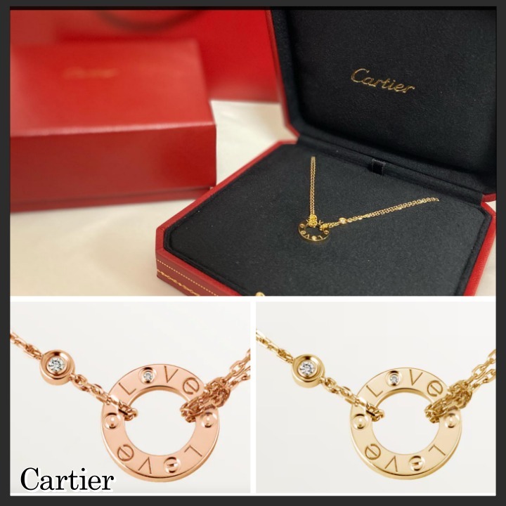 ◆Cartier カルティエ◆ダイヤ付き Love 18Kネックレス