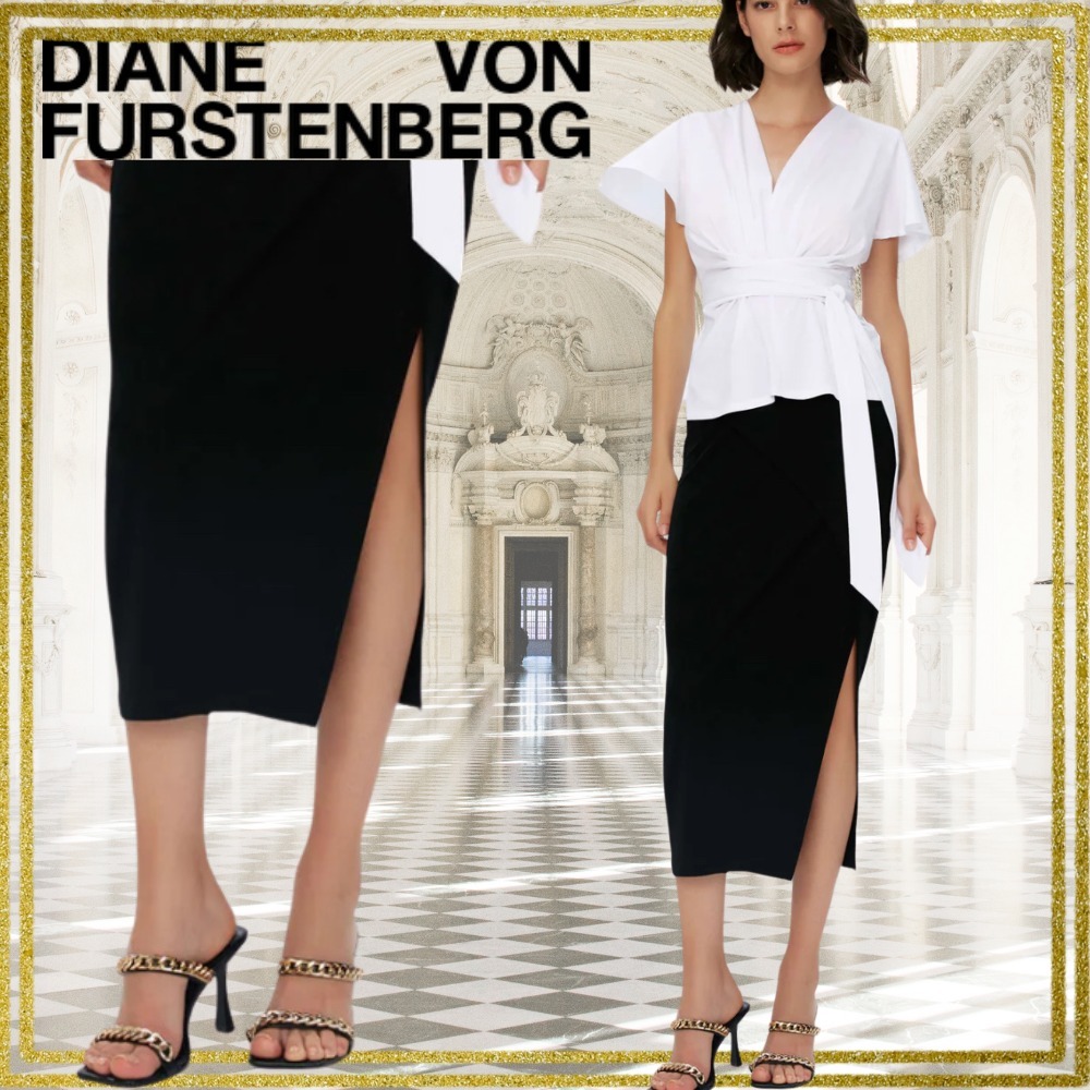 【関税込】DVF★美しいシルエット黒★万能 アーチャースカート