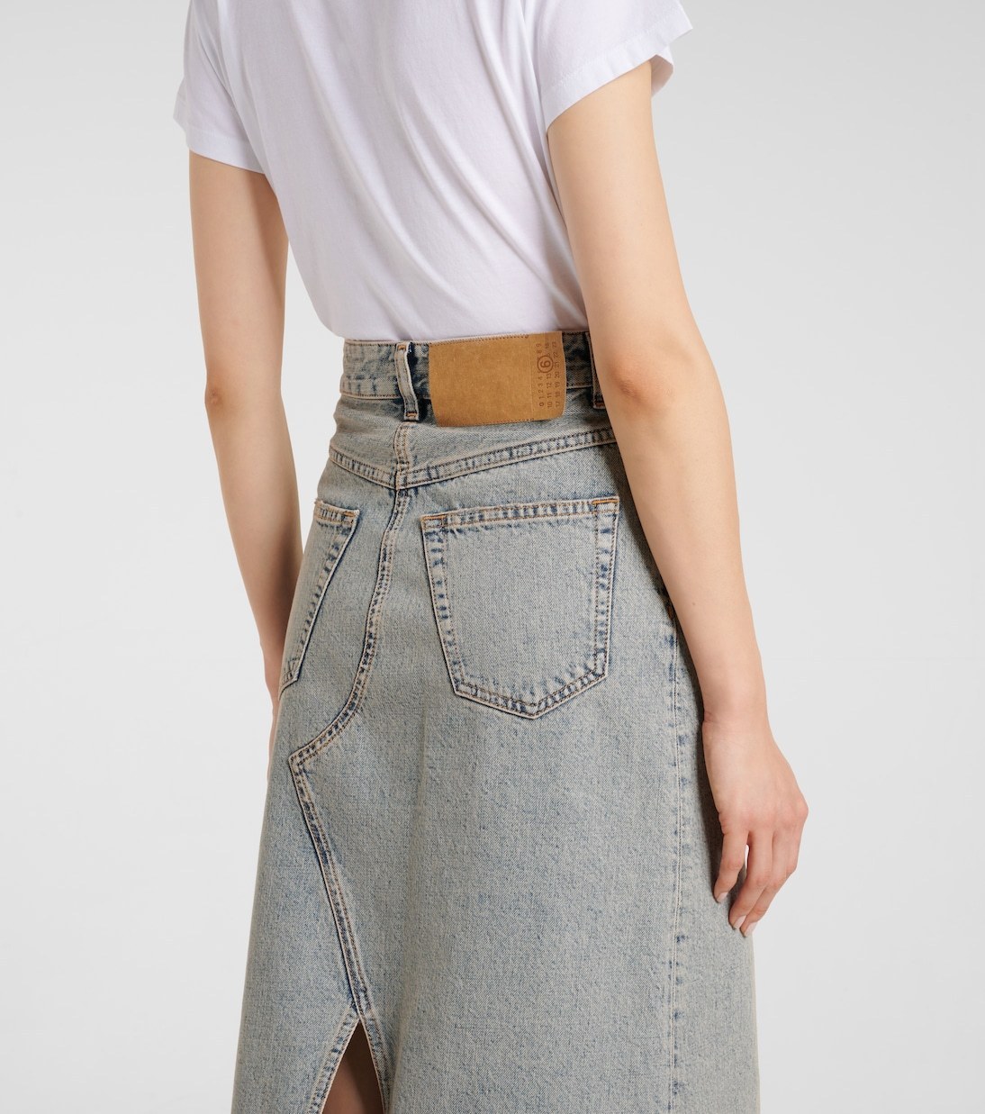 【エムエムシックス】パッチワークデニムマキシスカート ブルー □MM6 Maison Margiela□パッチワークデニムマキシスカート (MM6