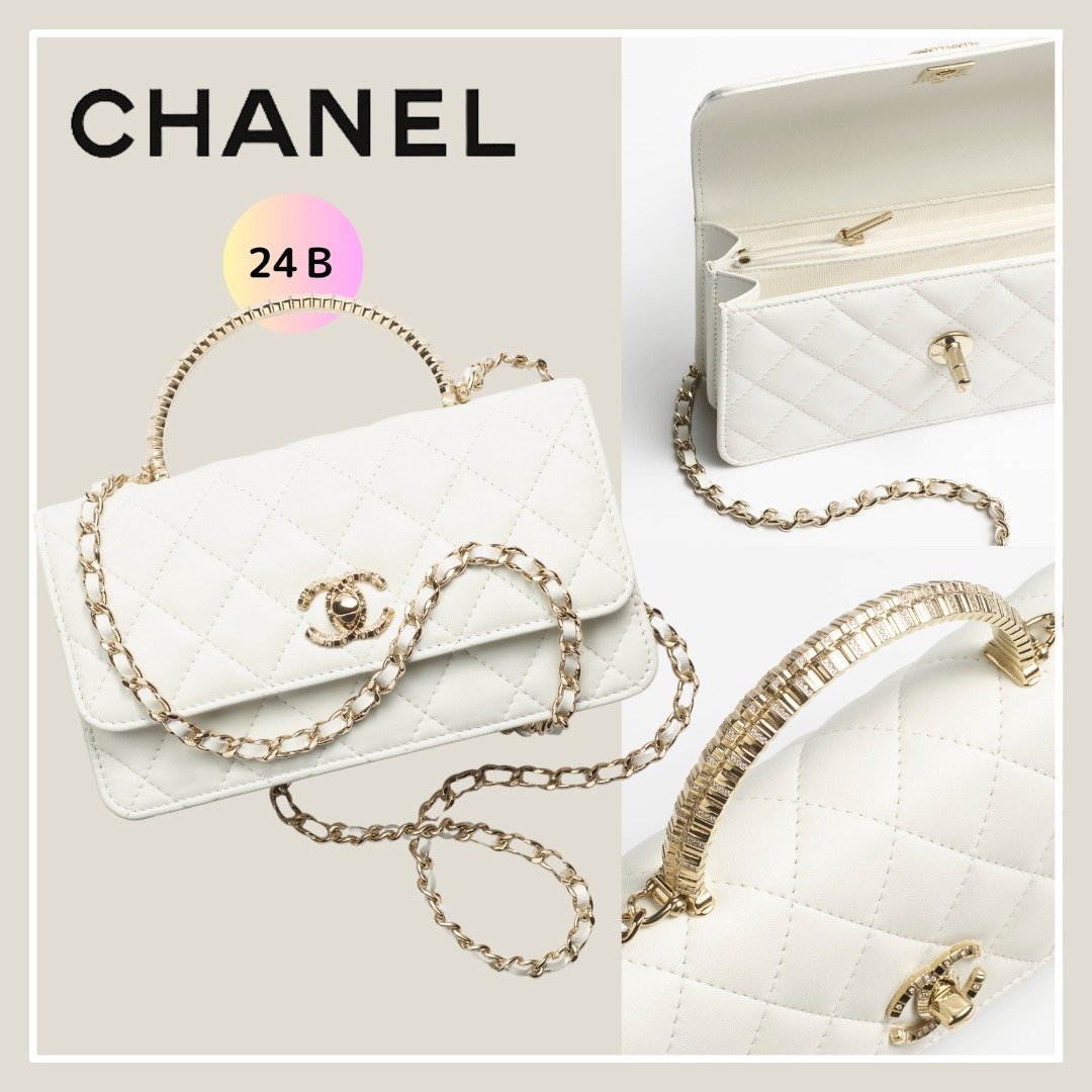 24B【CHANEL 】キラキラトップハンドル★上品 チェーン クラッチ