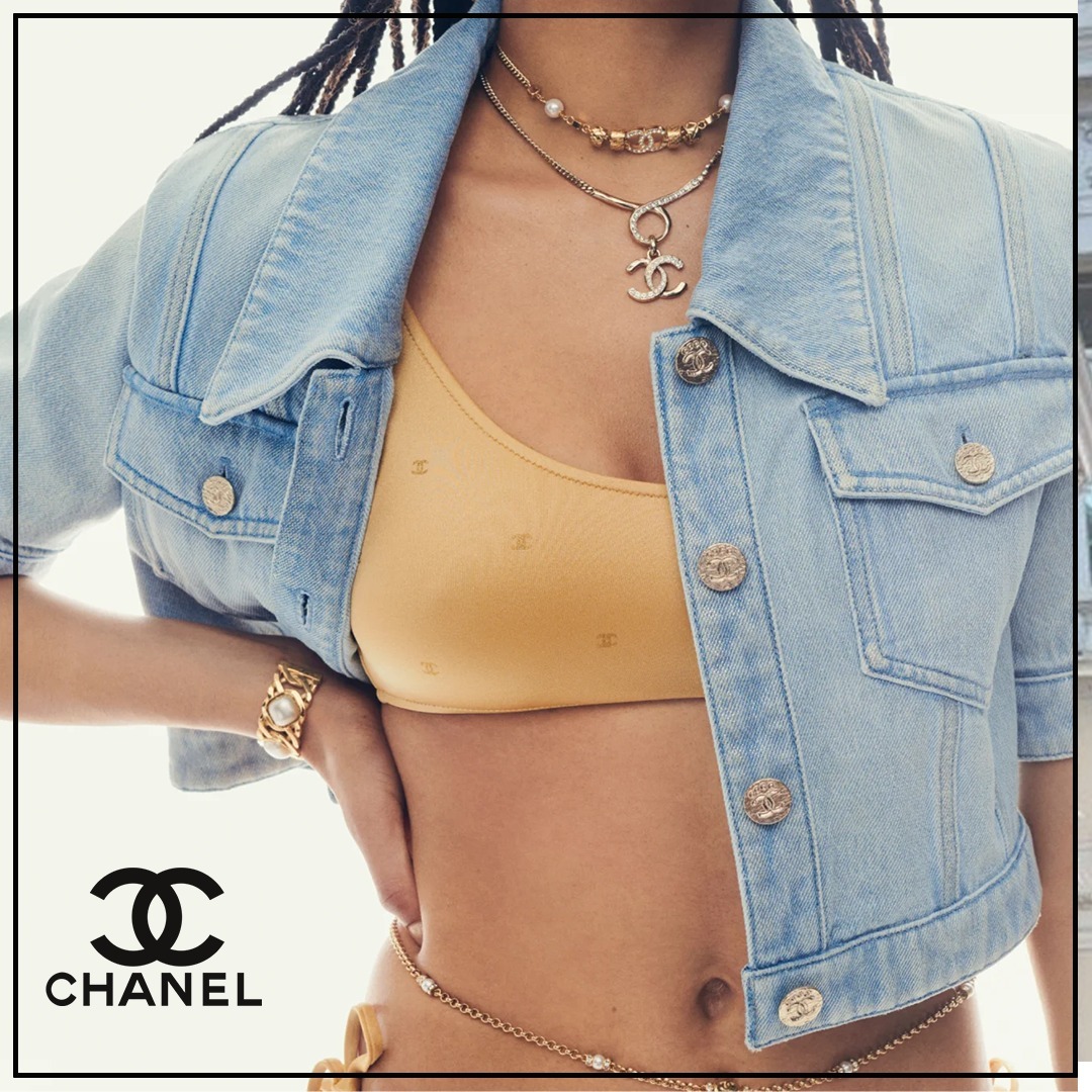 在庫あります【CHANEL】ゴールドビキニ上下