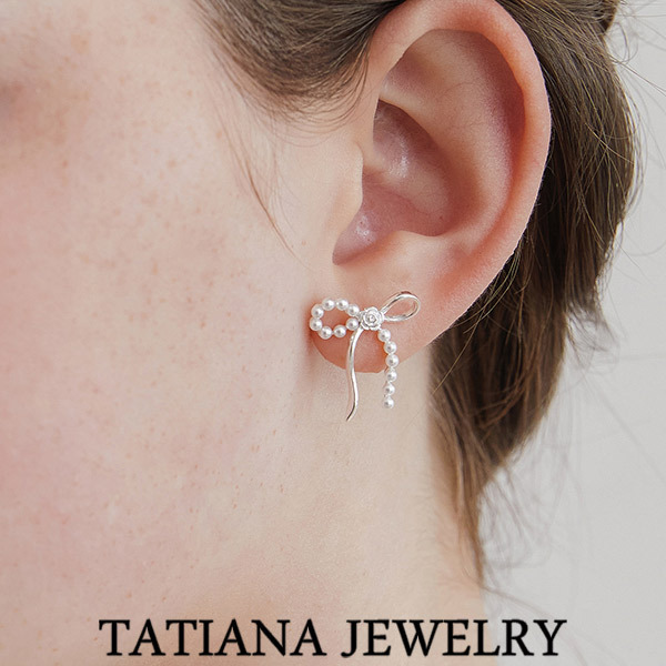 韓国【TATIANA】(silver925) present pearl rose earring