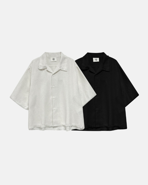 ポロシャツ HUECLOSET Dekki cropped tweed half shirt