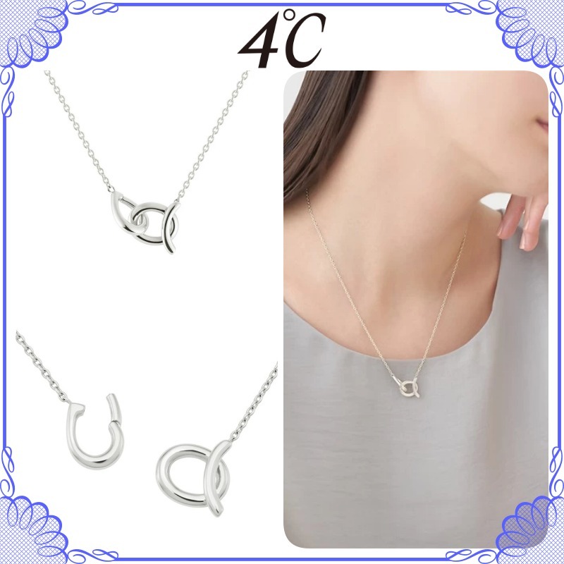 大人気!! 4℃ シルバー マンテル風デザイン ネックレス