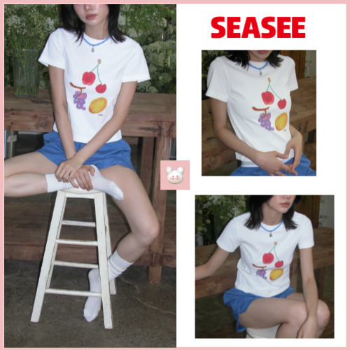 韓国女子 人気 タンクトップ [SEASEE] FRUITS T-SHIRTS