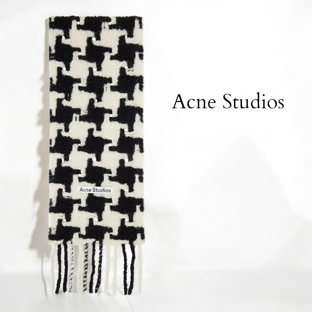【ACNE STUDIOS】ホワイト＆ブラック 千鳥格子 マフラー