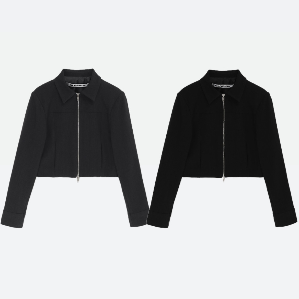 ＊韓国＊［BLACKUP］Semi-crop Collar Zip-up Jacket 2color S,M
