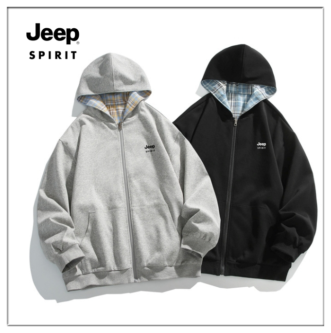 jeep ジップアップパーカーフーディロゴ Hoodie リバーシブル