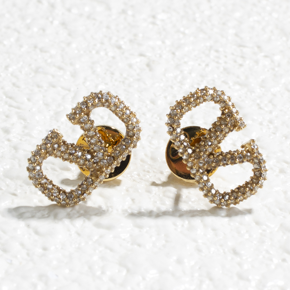 ★VALENTINO V LOGO CRYSTAL Vロゴ クリスタル メタル ピアス