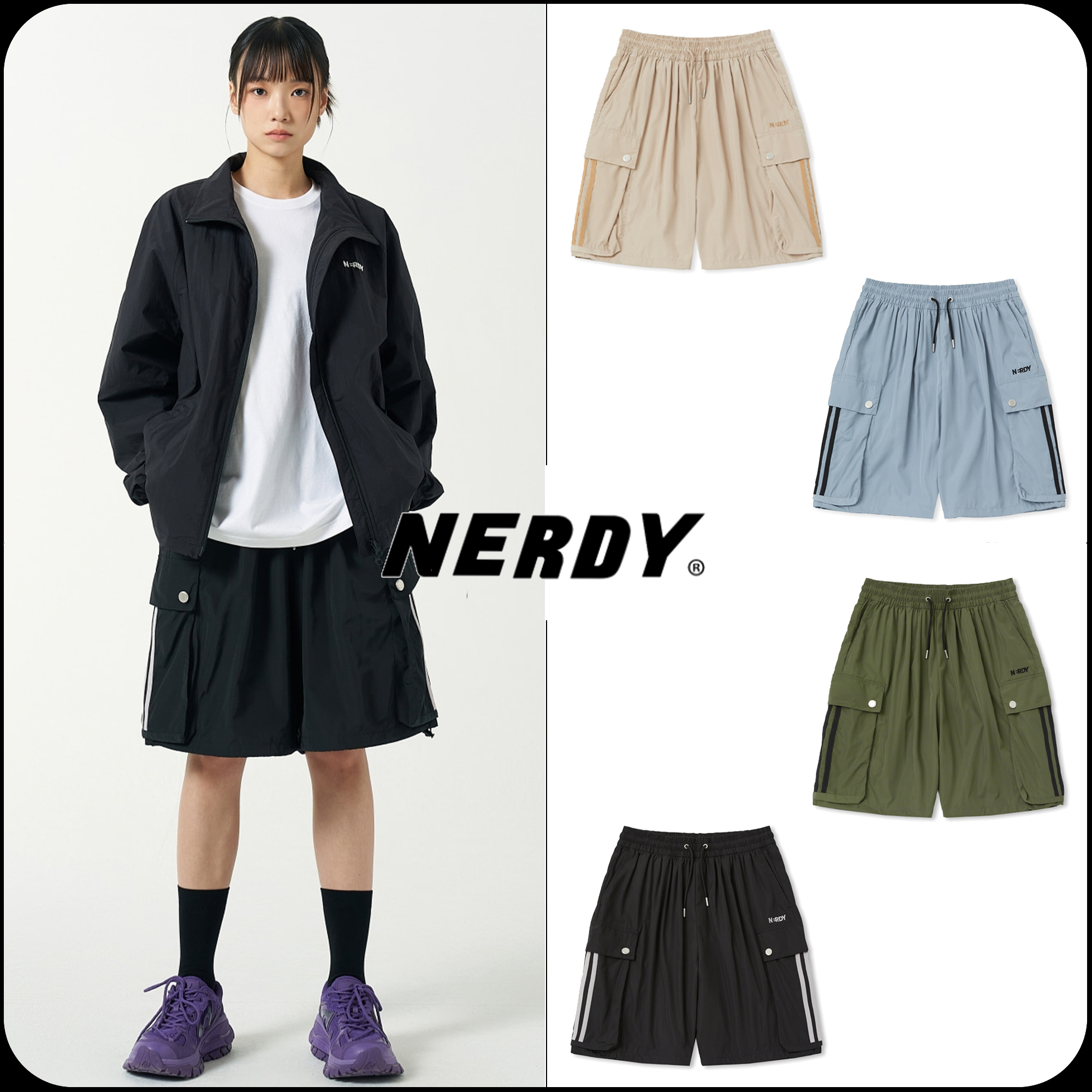 [ NERDY ]★24SS★韓国人気★CARGO WOVEN HALF PANTS