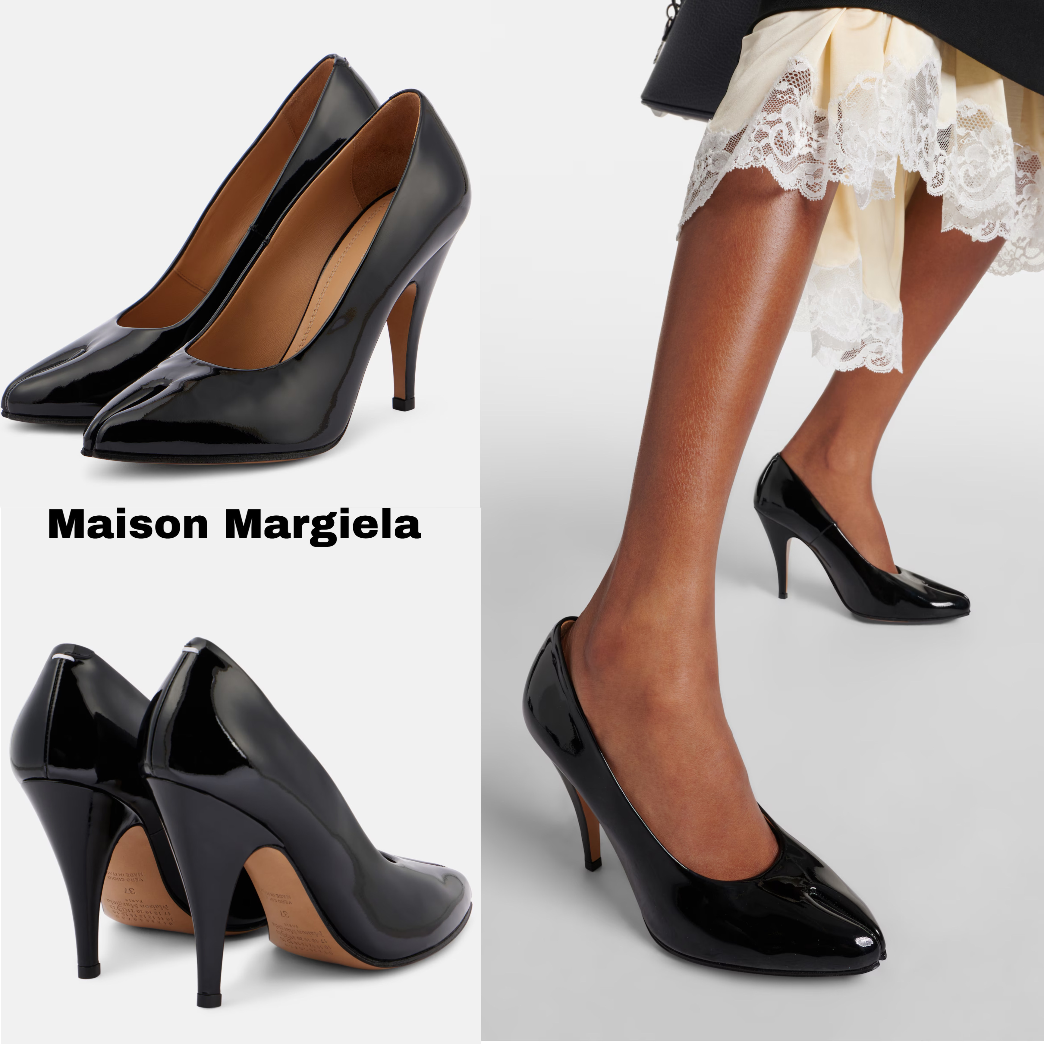 *Maison Margiela*パテントレザー タビパンプス ブラック