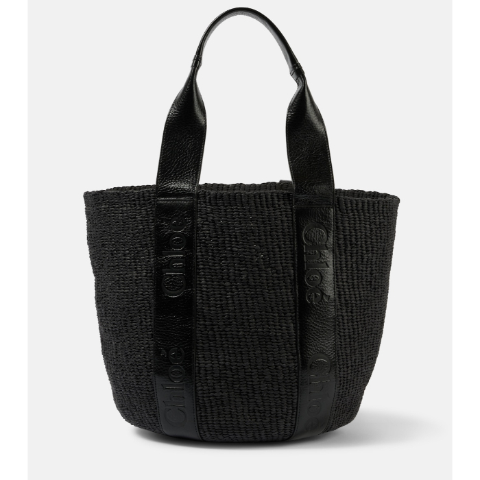 【関税送料込】Chloe ★Woody ラージ バスケット トートバッグ Chloé リネン製Woodyラージトートバッグ の白色