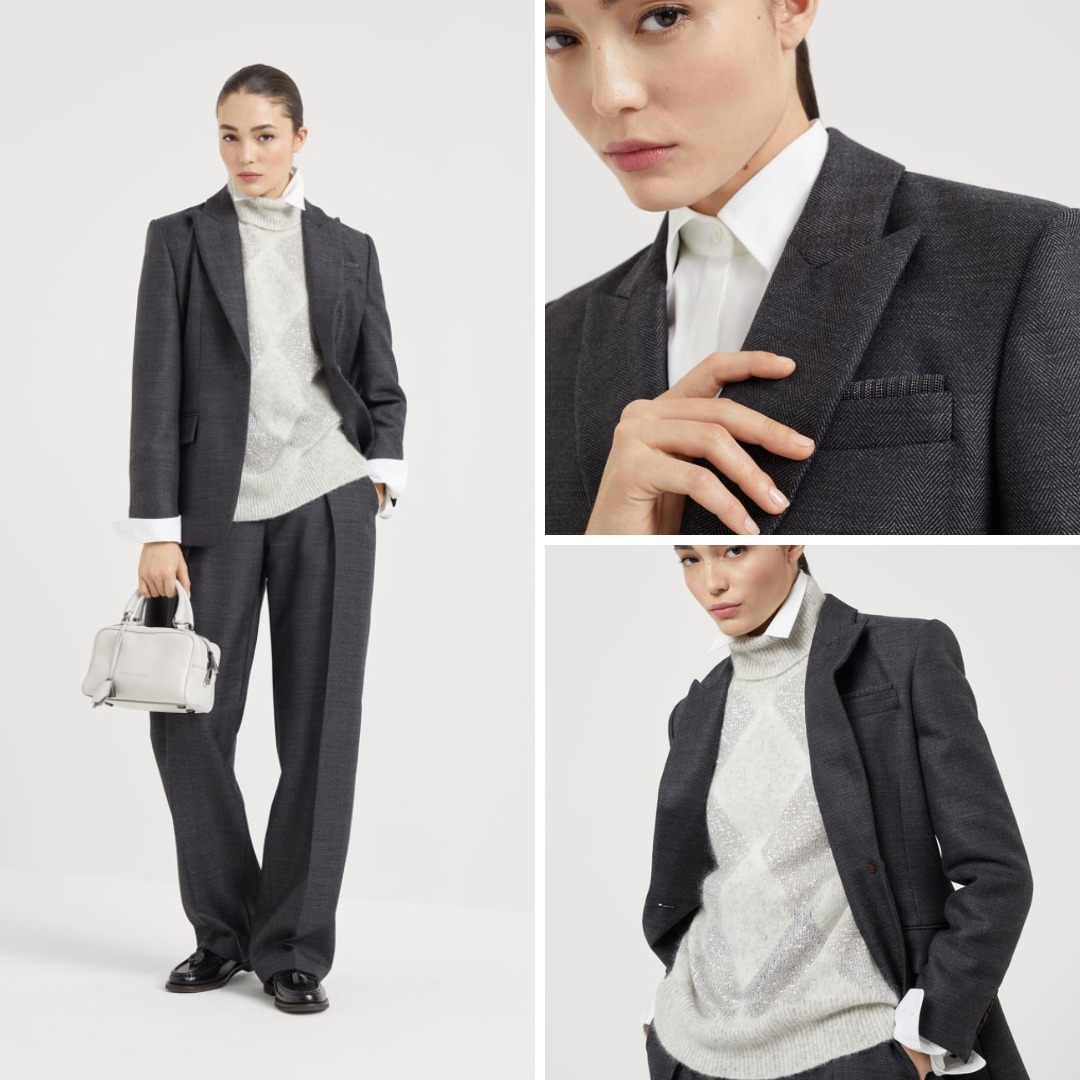《送料無料》BRUNELLO CUCINELLI Jacket w/ shiny ribbed detail